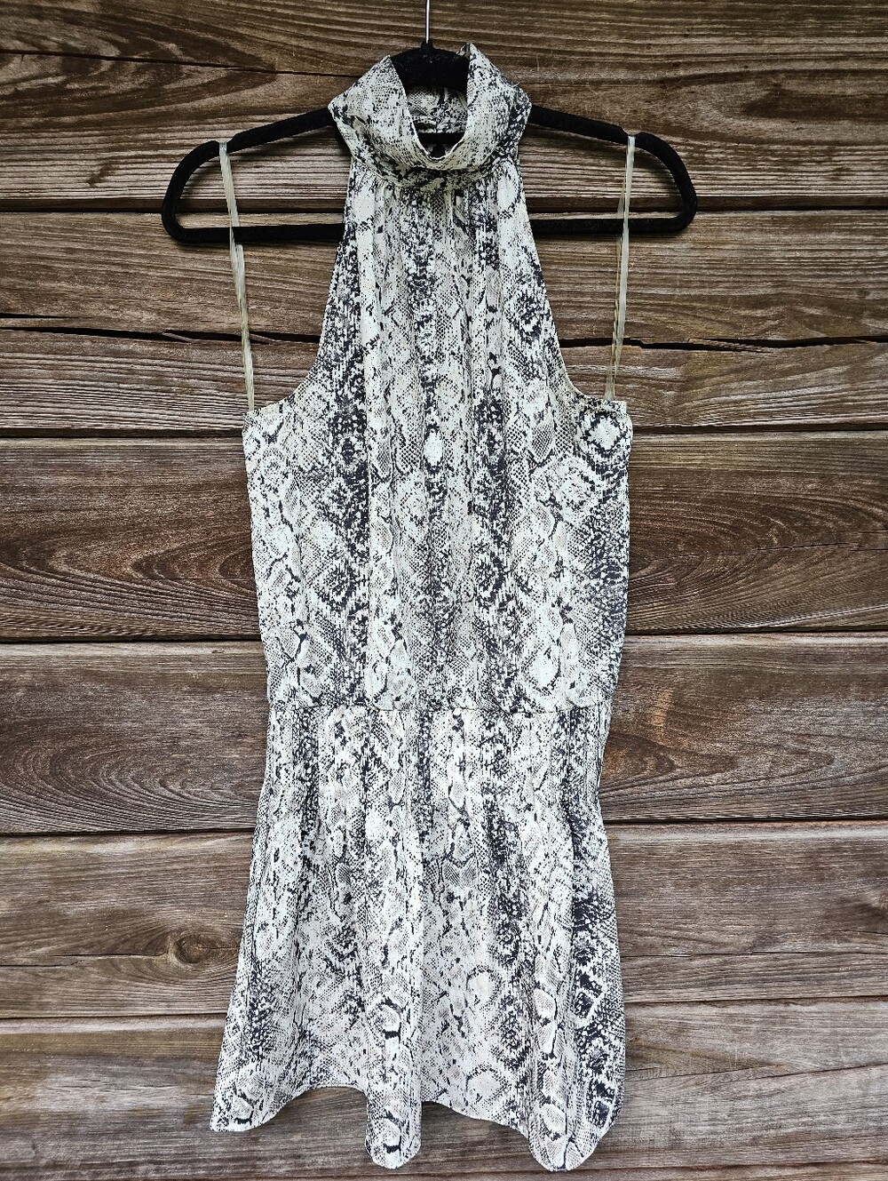 Pants Store Snake Print Halter Dress Size Medium Mock Neck Sleeveless Fit&Flare